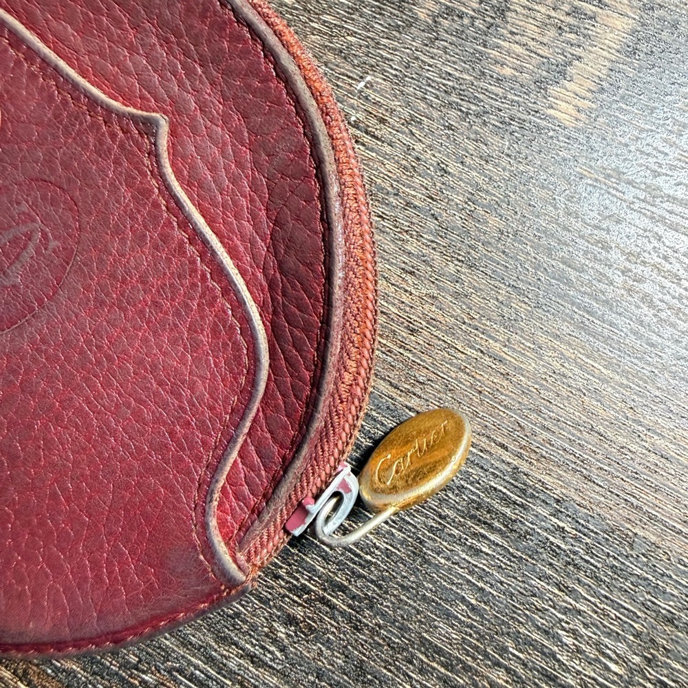 Cartier Burgandy Leather Coin Pouch jewelry case AUTHENTIC - Picture 4 of 6